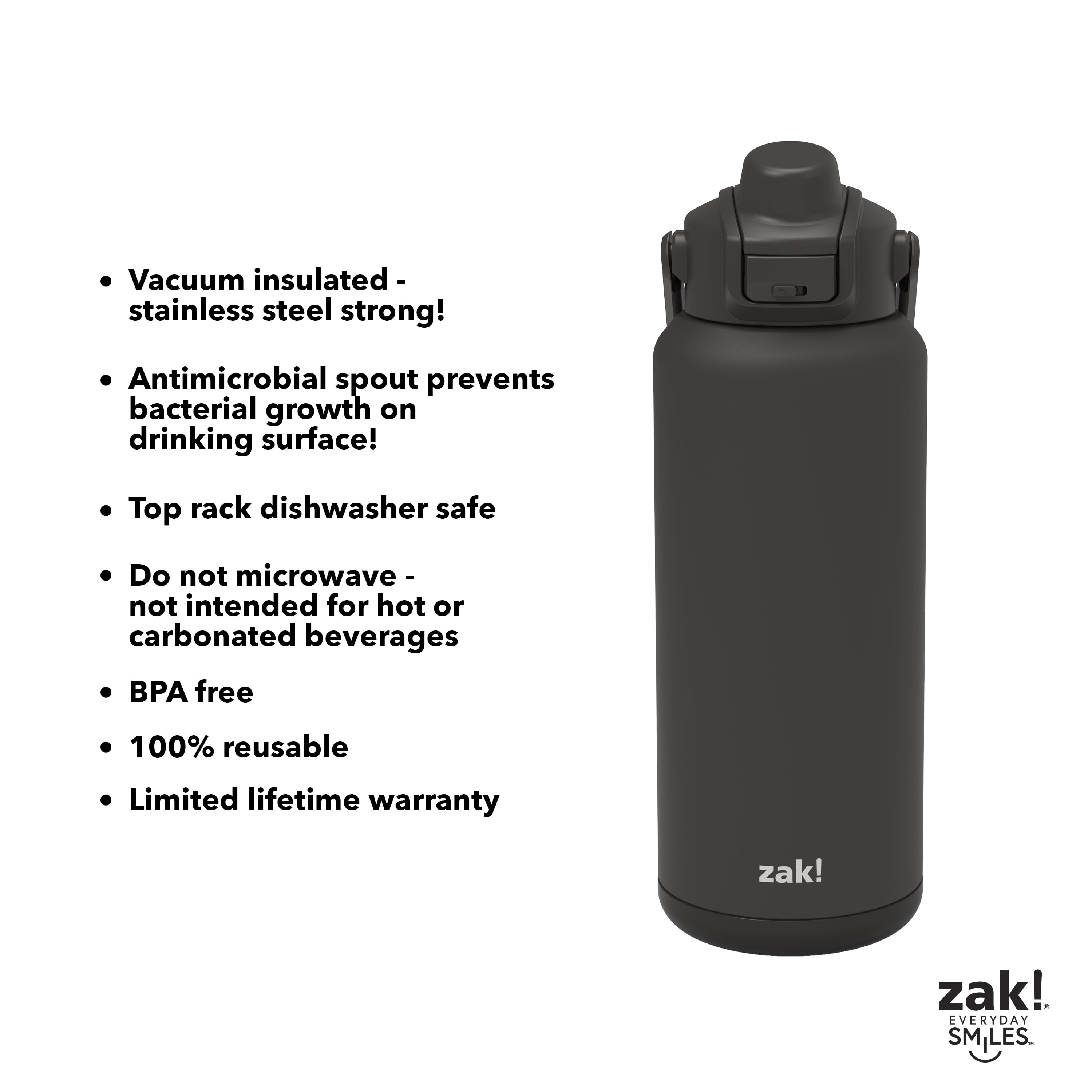 Akyta 32 Oz Water Bottle, Sports Water Bottle with Straw Lid,  Vacuum-Insulated Stainless-Steel, Double-walled Thermos Water Bottle  (Black, 32 OZ)