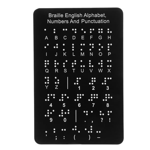 Tablero Braille: Sistema de aprendizaje táctil con puntos en relieve y letras y números en inglés. Herramienta educativa portátil para niños y adultos ciegos.