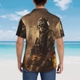 thumbnail image 4 of Gukieu Apocalyptic Skull Soldier Print Men's Short-sleeved Shirts, Button-down Lapel Hawaiian Shirts, T-shirts, Beach Vacation Summer Casual Wear,Small, 4 of 7