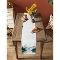 thumbnail image 4 of Watercolor Mountain Burlap Cotton Table Runner 18x72 Inches Long, Green Ink Abstract Art Farmhouse Table Runners, Outdoor Dining Tablecloths Decor for Baby Shower/Party/Wedding, 4 of 6