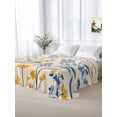 thumbnail image 5 of Garden Flora Illustrations King Size Flat Sheet, Wrinkleproof & Fadeproof Cooling Flat Bed Sheet Only, Blue Yellow Flowers Breathable Soft Bedding Top Sheets 105 x 98 Inches, 5 of 8
