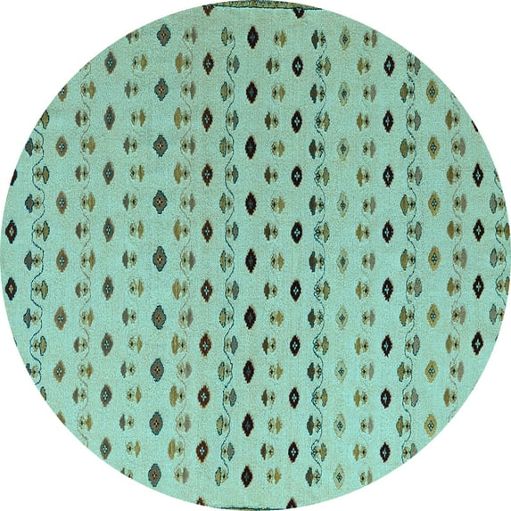 Ahgly Company Indoor Round Solid Light Blue Modern Area Rugs, 6' Round