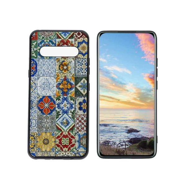 Azulejo-4 Phone Case, Degined for LG V60 ThinQ 5G Case Men Women, Flexible Silicone Shockproof Case for LG V60 ThinQ 5G