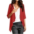 thumbnail image 5 of Hesxuno Short Sleeve Cardigans for Women Lightweight Chiffon Beach Cover Ups Solid Puff Sleeve Cardigan Boho Summer Beach Open Front Tops Red M, 5 of 7