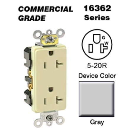 Leviton 16362 Gy Decora Duplex Receptacle Commercial Grade 5 20r