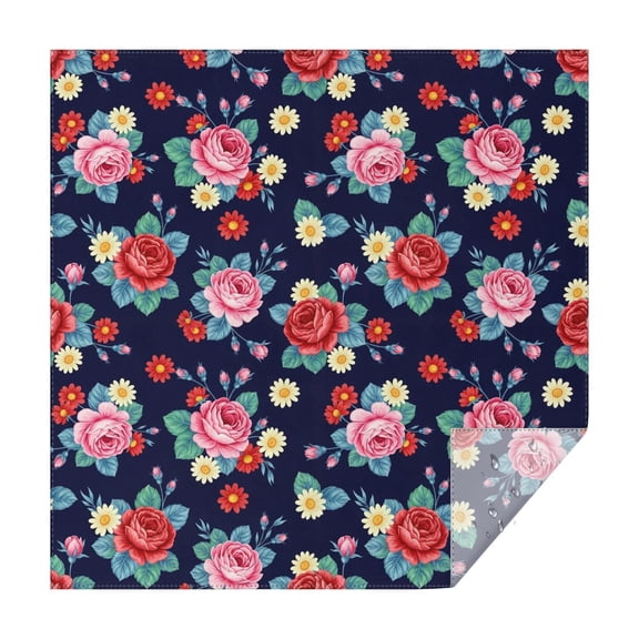 Pioneer Flower Floral Print Pattern Square Tablecloth, Waterproof Wipeable Spillproof Washable Table Cover for Home Kitchen Party Decor, 42"x42"