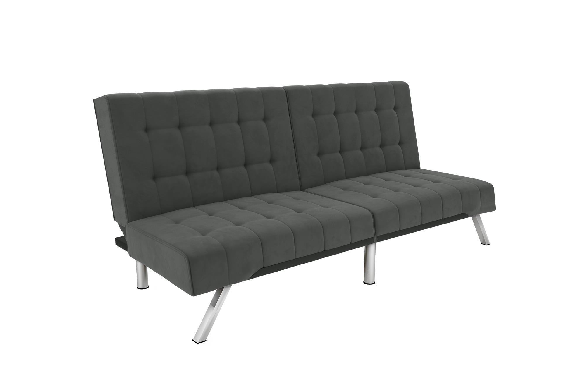 DHP Emily Convertible Tufted Futon Sofa, Gray Velvet