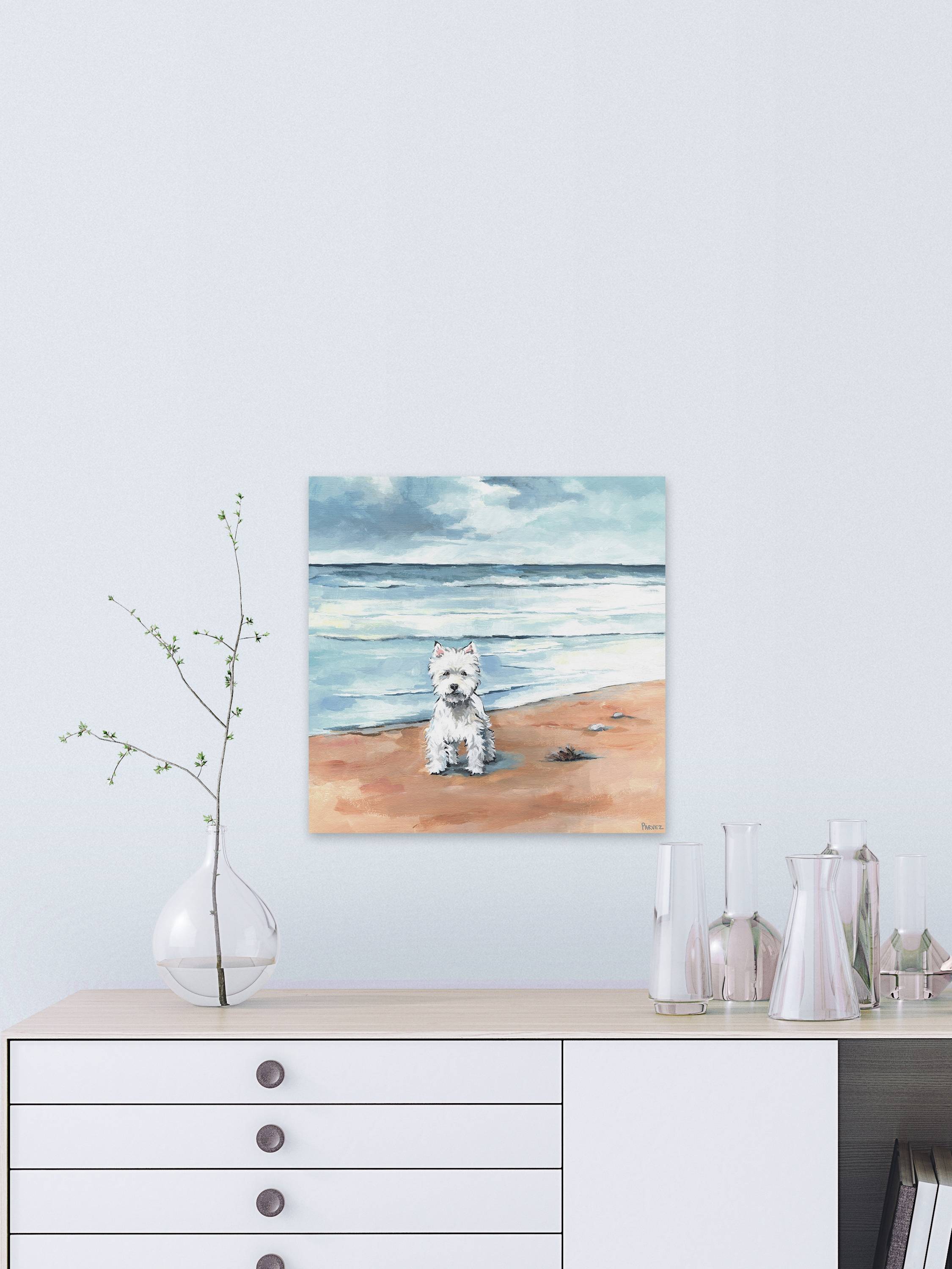 Parvez Taj Little White Doggie Canvas Wall Art