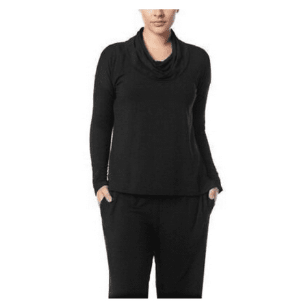 $69 Jones New York Cowl Neck Boxy Fit Hi?Low Pullover , Black , M