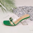 thumbnail image 6 of Xdegoge Womens Clear Heels Sandals Plus Size Open Toe Summer Beach Shoes Transparent Strap Dressy Slippers Strolling Walking Ladies Party Slides, 6 of 9