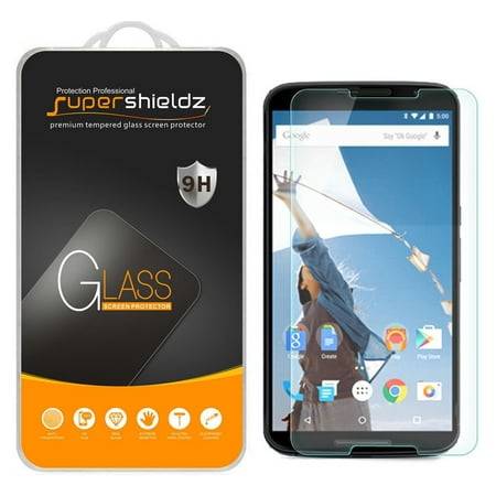 [2-Pack] Supershieldz for Motorola Google Nexus 6 Tempered Glass Screen Protector, Anti-Scratch, Anti-Fingerprint, Bubble