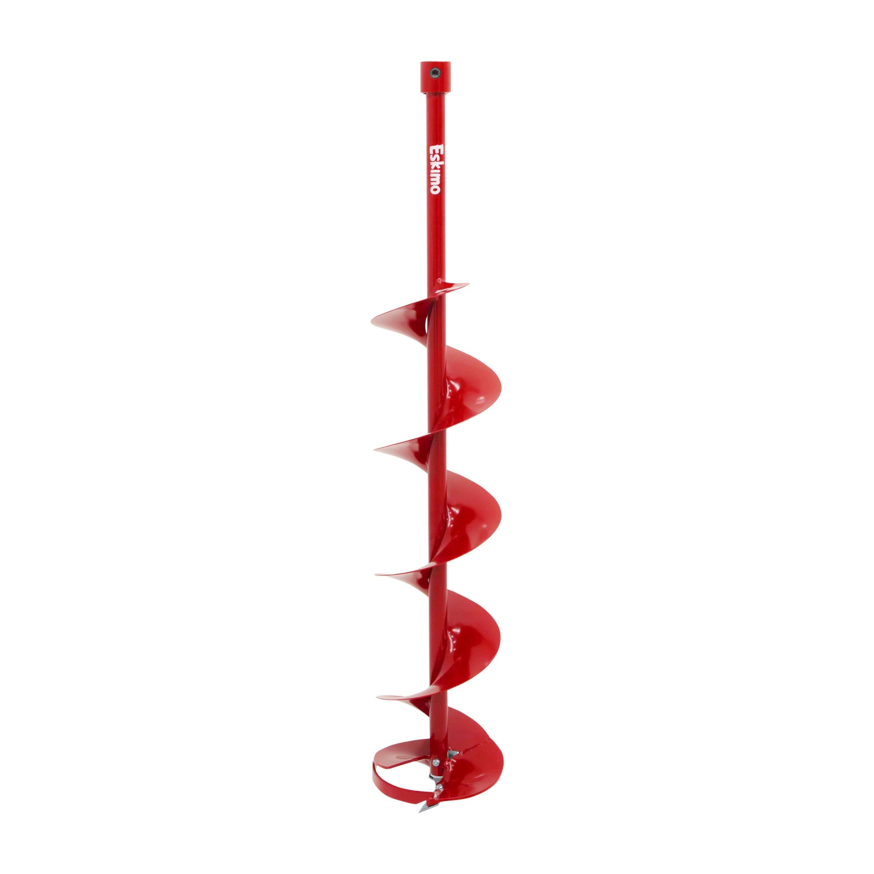 Eskimo HD06 6" Dual Flat Blade Ice Fishing Hand Auger with Blade Protector Red