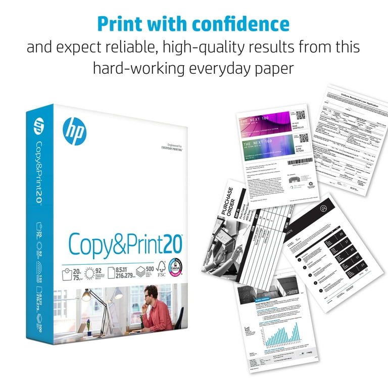 HP Printer Paper, Copy & Print 20lb, 8.5x11, 4 Bulk Packs, White, 3000  Sheets