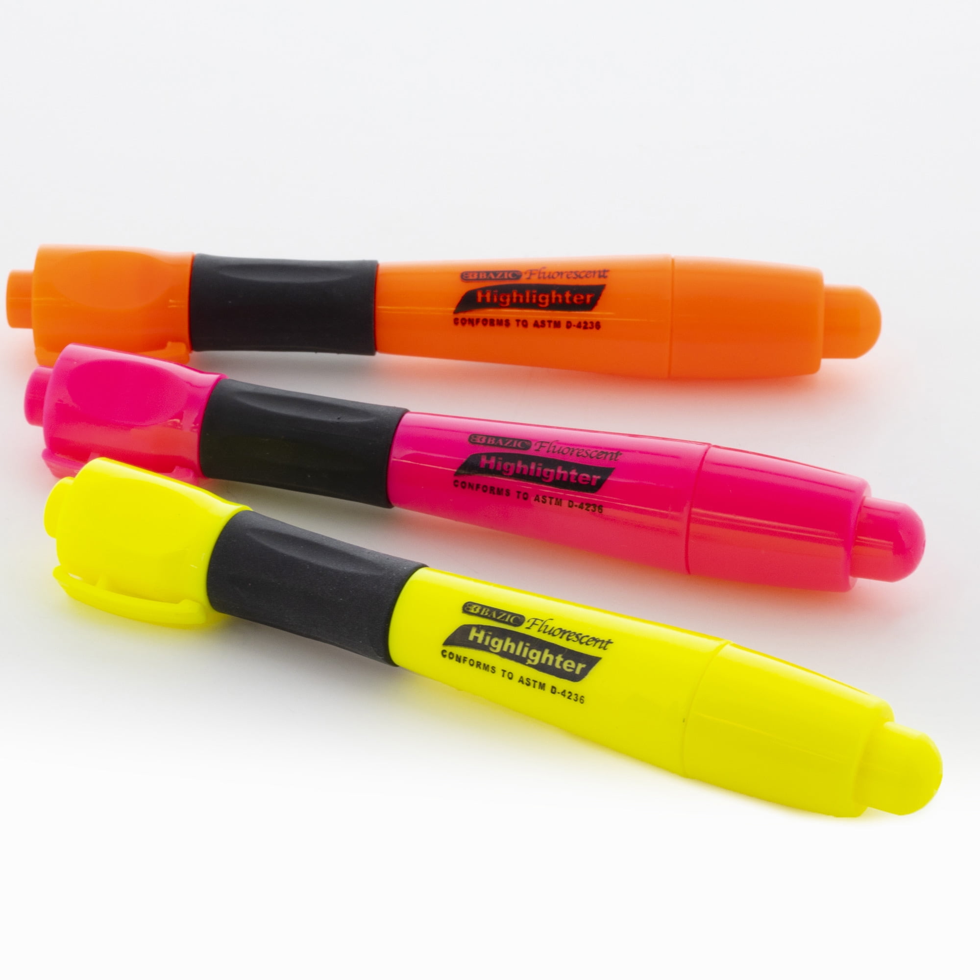 BAZIC Yellow Highlighter Desk Style Chisel Tip Marker (3/Pack), 24-Packs