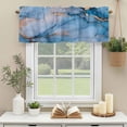 thumbnail image 3 of Abstract Blue Golden Marble Texture Window Valance Curtain Modern Art Rod Pocket Short Curtain for Living Room, Bedroom & Kitchen Window Decor 54x18in, 3 of 8