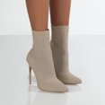 thumbnail image 2 of Rokment Stiletto Slip on Socks Mid Calf Dress Boots for Women Ladies Stretchy Knit Fashion Pointed Toe High Heels Dressy Pumps Short Booties Business, 2 of 5