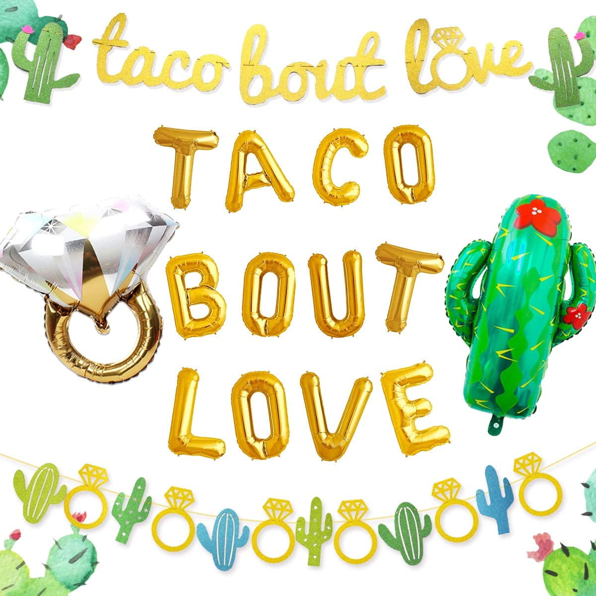 Taco Bout Love Party Decorations for Fiesta Themed Bachelorette Wedding Bridal Shower Engagement Party with Taco Bout Love Balloon Banner