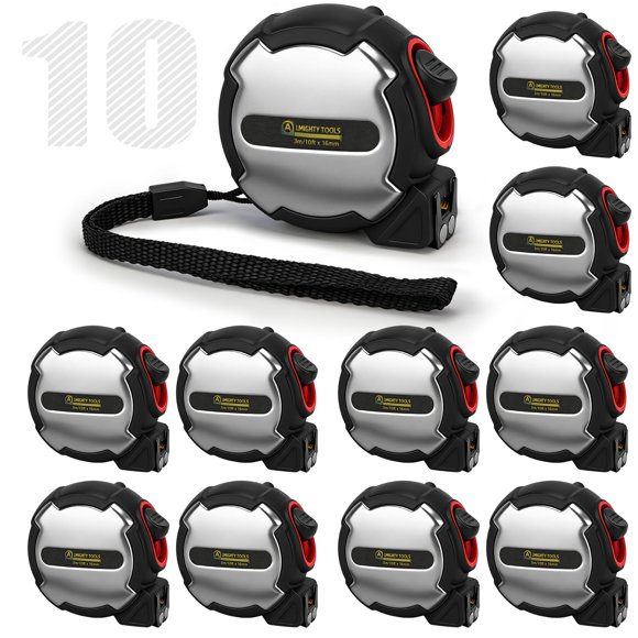 Cinta métrica Almighty Tools de 3 m, magnética, de doble cara, paquete de 10