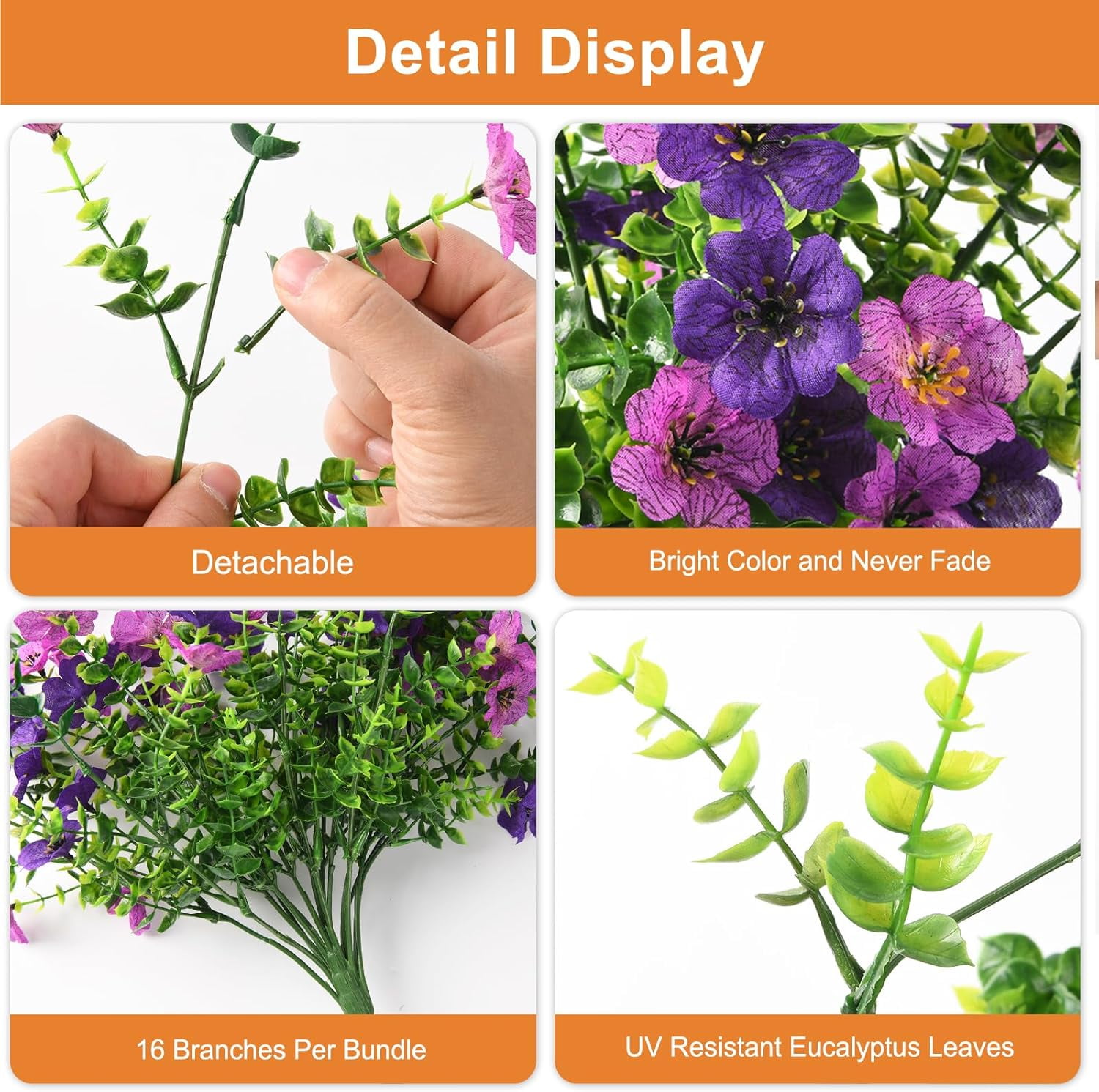 Artificial Hanging Flowers for Outdoors, 2 Pcs Fake Hanging Plant Spring Summer Decor, UV Resistant No Fade Faux Silk Daisy Flower for Planter Front Door Porch Patio Yard Garden(Double Purple)