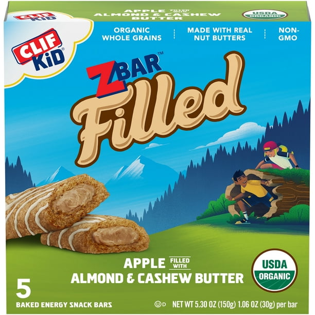 CLIF Kid Zbar Filled Organic Granola Bars, Kids Snacks, Apple with