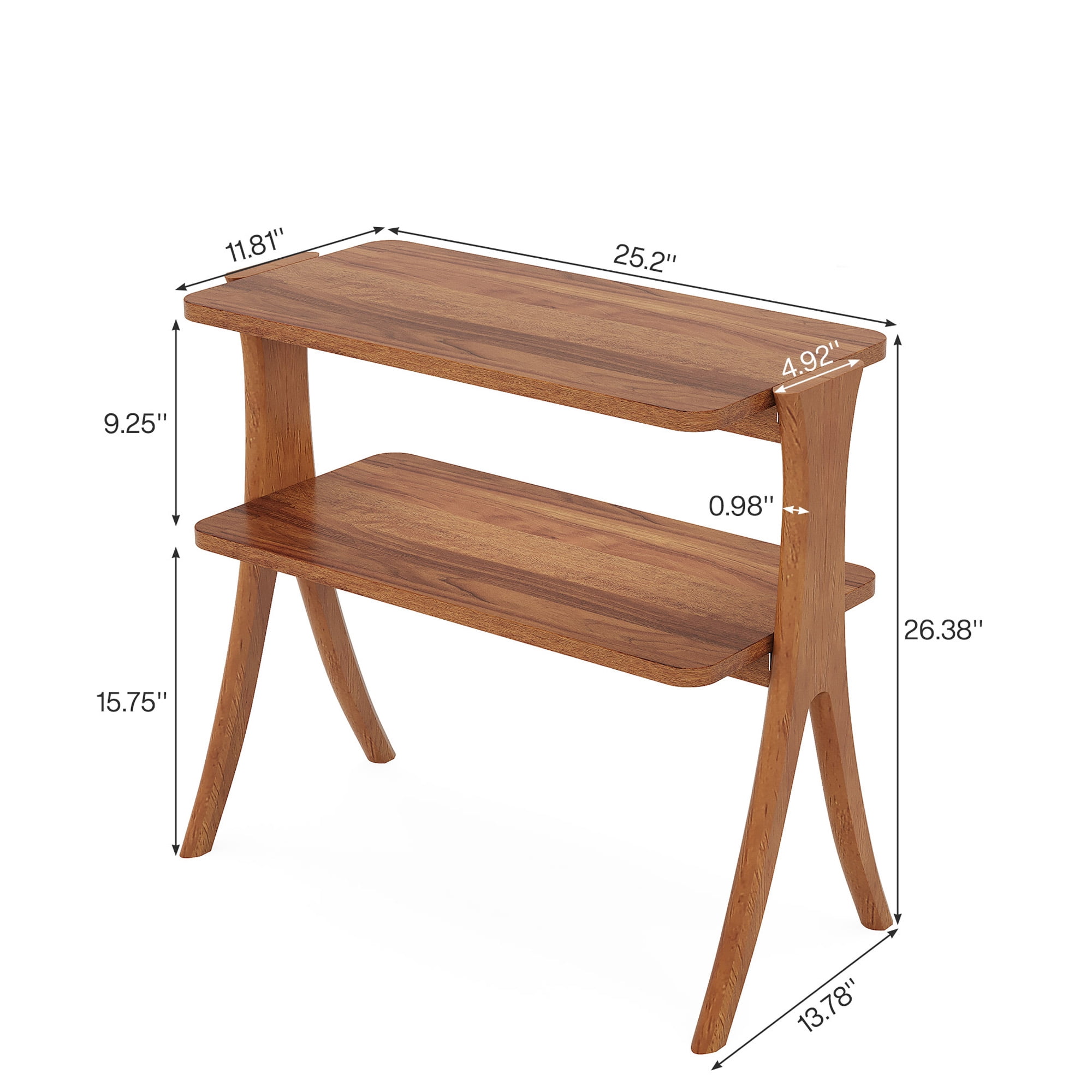 MAYEERTY 2-Tier End Table Solid Wood Frame Stable & Crack-Resistant