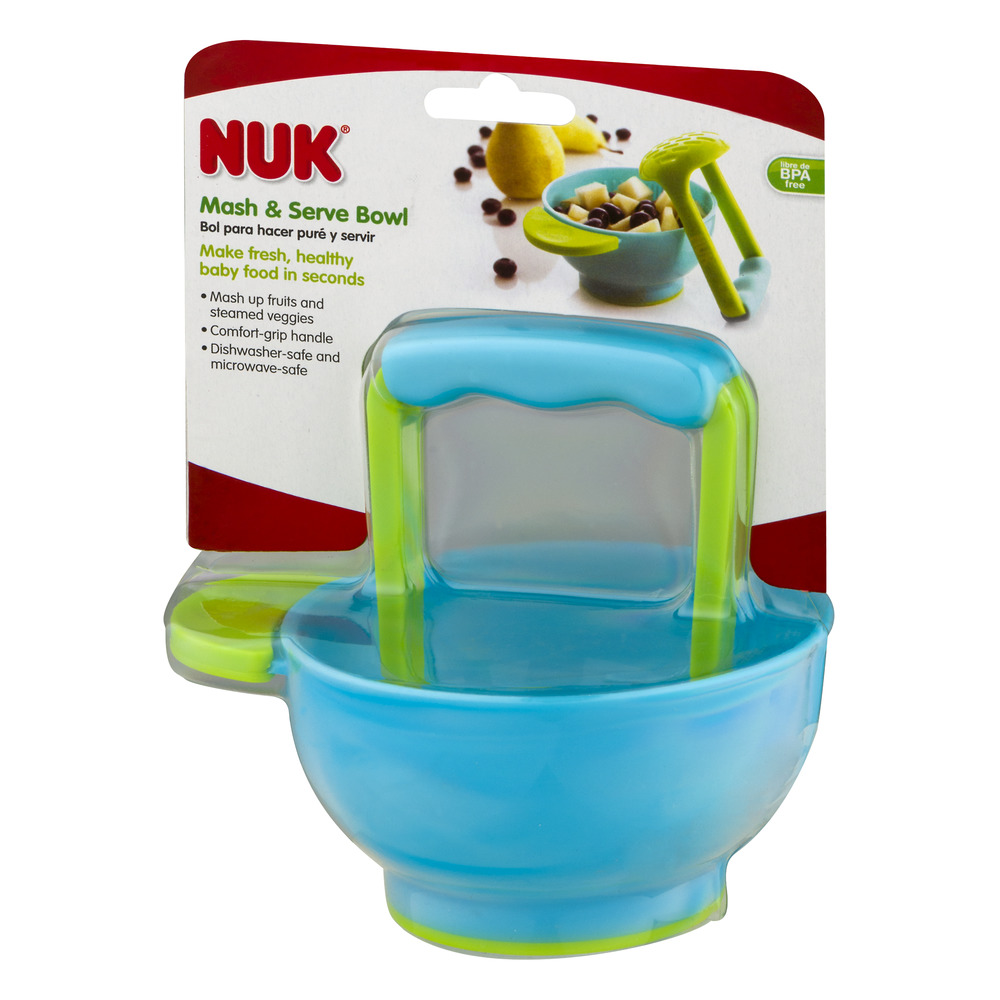 NUK® Mash & Serve Bowl with Masher to Prep and Serve Baby Food, Blue/Green - image 3 of 6