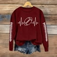 thumbnail image 2 of Womens Graphic Sweatshirts Crewneck Game Day Sweatshirt Women Plus Size Long Sleeve Casual Loose Pullover Tops (Wine S), 2 of 4