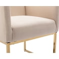 thumbnail image 5 of Guyou Modern Linen Upholstered Dining Chairs Set of 2, Kitchen Chairs with Arm and Gold Finish Metal Frame, Accent Armchair with back for Living Room Dining Room Bedroom Reception Room, Cream, 5 of 8