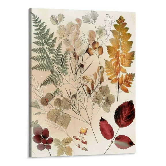 BCIIG  Fall Wall Art, Rustic Botanical Flower Leaves Wall Art, Autumn Fall Floral leaf Print unFramed Canvas Painting Artwork For Home Farmhouse Kitchen Bedroom Living Room Girls Room Decor  16''x20''