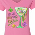 thumbnail image 4 of Inktastic Let the Good Times Roll Mardi Gras Goblet and Beads Women's V-Neck T-Shirt, 4 of 5