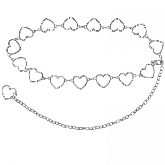 DESIGNICE Heart Waist Chain Belt with Long Tassel Tail Body Belly Chains Silver Geometric Heart Waist Belts for Dresses Pants Skirt Trousers Jeans Chain Accessories