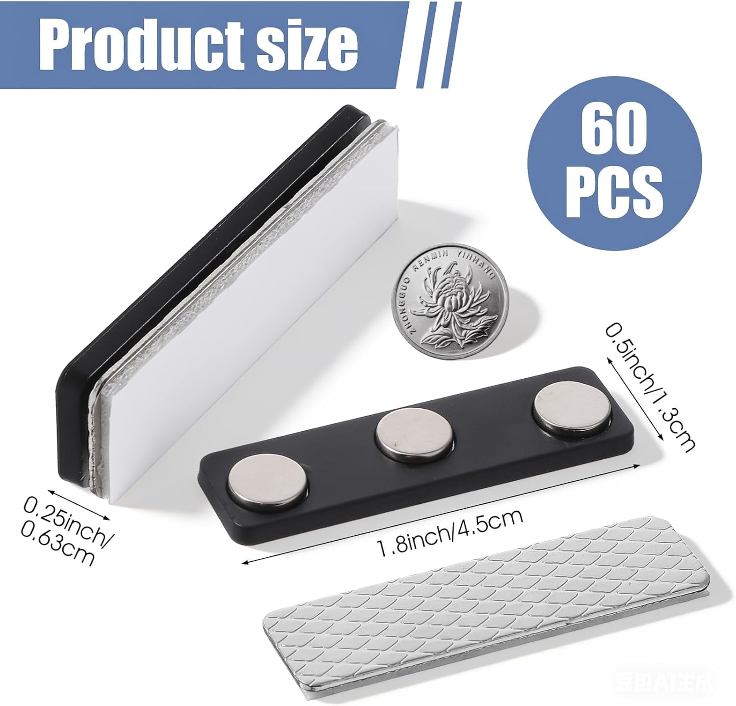 Name Tag Magnets 60 Pack, Strong Magnetic Name Badge Holders for Shirts Clothes, Heavy Duty Neodymium Magnets for ID Badges, Uniforms, Conferences, Events