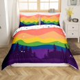 thumbnail image 1 of Erosebridal Rainbow Wave Stripe Duvet Cover Toddler, Jungle Tree Silhouette Bed Set, Reversible 2pcs (No Comforter), 1 of 6