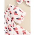 thumbnail image 5 of Bagilaanoe 4th of July Newborn Baby Girl Rompers Dress Flag Print Short Sleeve Bodysuit + Headband 6M 12M 18M 24M Infant Patchwork One Piece Short Jumpsuit for Independence Day, 5 of 8
