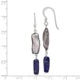 thumbnail image 2 of 925 Sterling Silver Lapis Lazuli Grey Freshwater Cultured Pearl Drop Dangle Earrings Natural Stone Shell, 2 of 6