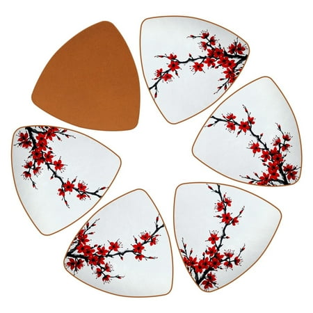

YZUOUZY Home Decor Coaster Set of 6 Triangle Custom Coasters Flowers Plants Peony Trumpet