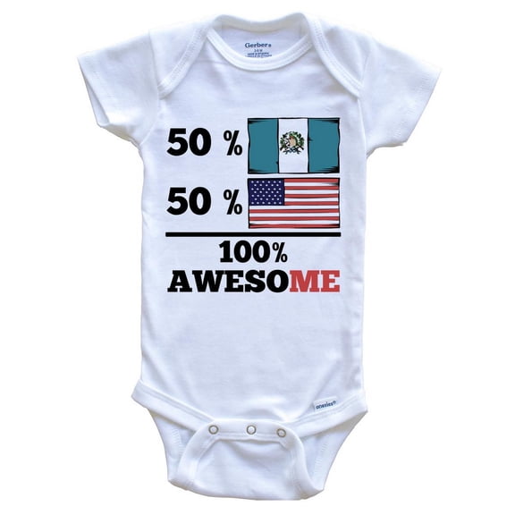 50% Guatemalan 50% American 100% Awesome Funny Baby Bodysuit - Guatemalan Flag Guatemala Baby Bodysuit