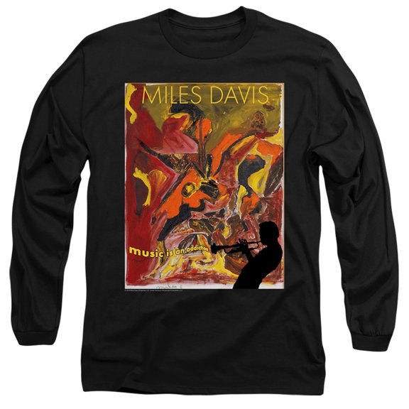 Miles Davis Music Is An Addiction Long Sleeve Adult 18/1 T-Shirt Black