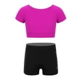 thumbnail image 3 of inhzoy Kids Girls Two Piece Athletic Outfit Short Sleeve Top with Booty Shorts Rose Red 3-4, 3 of 8