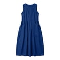thumbnail image 4 of Guieoi Summer Dresses for Women under $10 Plus Size Flowy Solid-Color V-Neck Sleeveless Dress with Pockets Blue XXL, 4 of 6