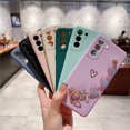 thumbnail image 4 of Cute Pretty Galaxy S21 Ultra Case Cover for Women & Girls with Love-Heart Strap Bracelet Chain Soft Flexible Glossy TPU Bumper Protective Phone Cases for Samsung Galaxy S21 Ultra 5G -Black, 4 of 8