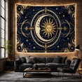 thumbnail image 6 of Celestial Sun and Moon Faces Set Against a Starry Navy Sky, Mystical Celestial for Astronomy Fans, Ornate Zodiac Medallion Art, Birthday Gift Tapestry Wall Hanging for Bedroom and Living Room, 6 of 7