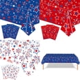 thumbnail image 7 of 4th of July Memorial Day Tablecloth Decorations, Plastic American Red White Blue Stars Patriotic Table Cloth Rectangle Table Cover for Independence Day Party Supplies, 54x108 Inch, 7 of 7