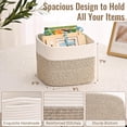 thumbnail image 5 of Natubeau 3 Pack Woven Storage Basket, 9"x9"x7" Cotton Rope Woven Baskets for Organizing, Cube Storage Bins for Shelves, White & Jute, 5 of 10