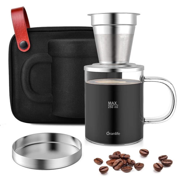 Oranlife - Juego de cafetera para viajar, acampar, senderismo, taza individual, filtro de café de ac Oranlife NA