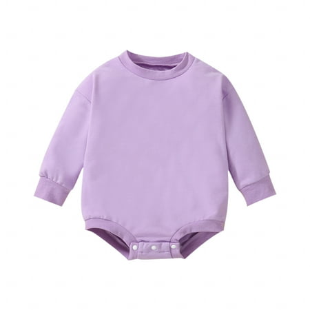 

Licupiee 3 Colors Newborn Baby Girls Boys Sweatshirt Jumpsuits Solid Long Sleeve Autumn Rompers Outfits 0-24M