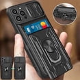 thumbnail image 2 of Funda con anillo deslizante para iPhone, carcasa con ranura para tarjeta de grado militar, 14, 13, 12 Pro Max, XR, X, 8, 7 Plus, SE Fivean unisex, 2 of 2