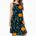 thumbnail image 2 of Oranges Teal Leaves Dark Background Dress Elegant Party Dresses Evening Dresses Women Dress Sleeveless Dress Ladies Dresses, 2 of 4