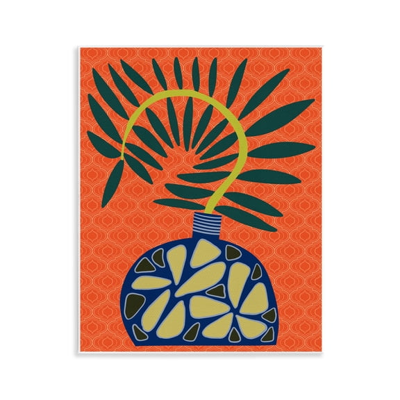 Stupell Industries Modern Vase on Orange Plants & Flowers Painting Unframed Art Print Wall Art, 11 x 14