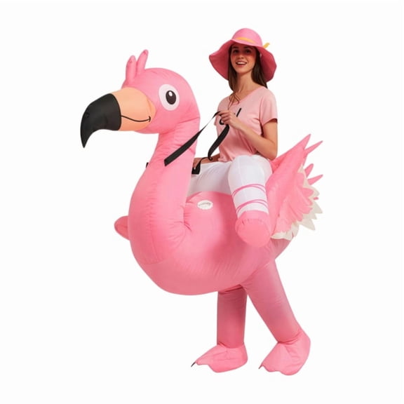 Pink Flamingo Inflatable Costume Christmas Halloween Animal Theme Party Inflatable Dress Up Animal Inflatable Suit,Height 59"–74.8",Flamingo